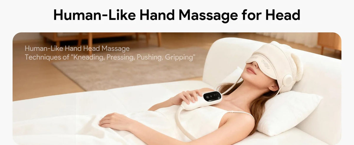 Electric Head and Scalp Massager Air Compression Eye Visor and Heat Spa