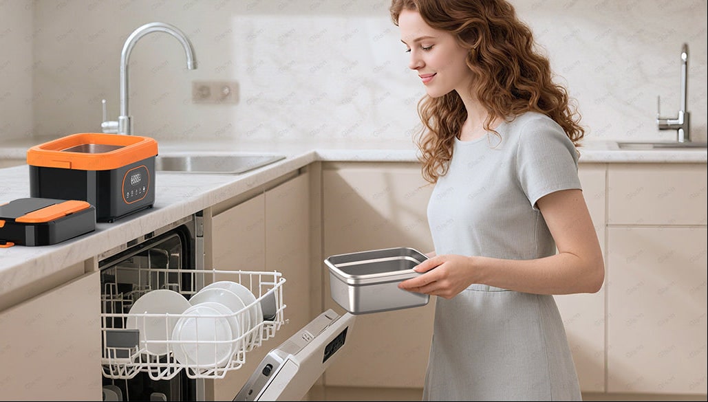 Electric Heated Lunch Box with Stainless Steel Tray Cordless Battery Powered and LED Display