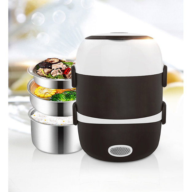 Electric Heating Lunch Box with Stainless Steel Bowls and Bento Food Steamer Heated
