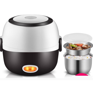 Electric Heating Lunch Box with Stainless Steel Bowls and Bento Food Steamer Heated