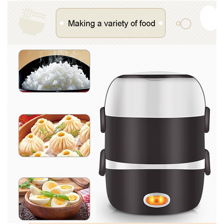 Electric Heating Lunch Box with Stainless Steel Bowls and Bento Food Steamer Heated