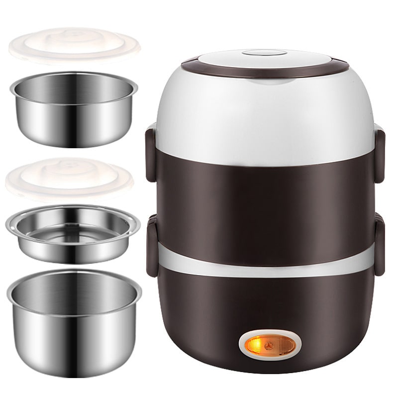 Electric Heating Lunch Box with Stainless Steel Bowls and Bento Food Steamer Heated