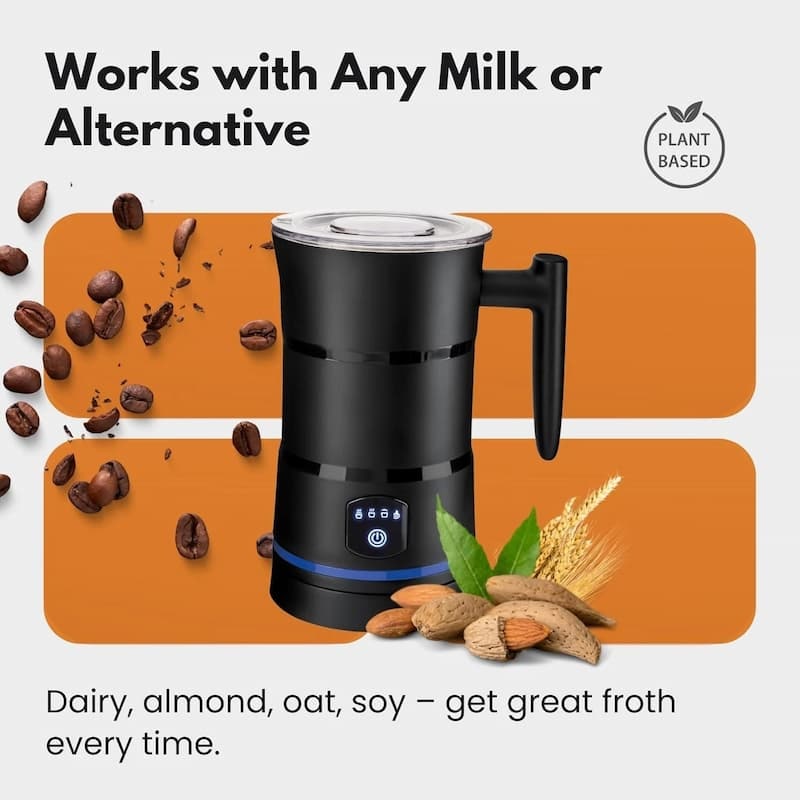 Electric Milk Frother and Steamer with Automatic Heating and Frothing for Creamy Foam