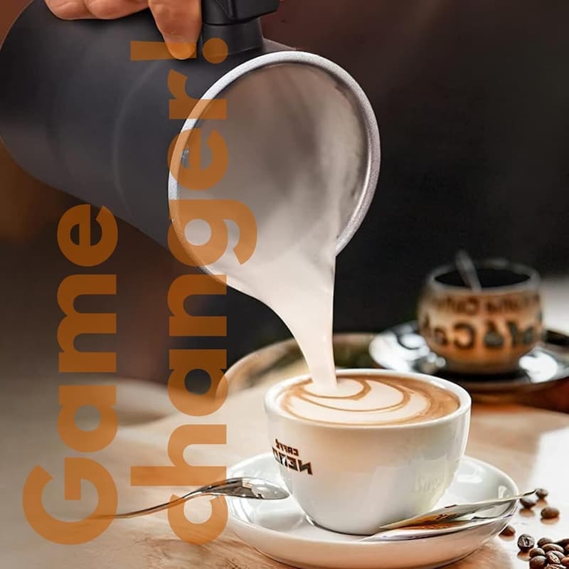 Electric Milk Frother and Steamer with Automatic Heating and Frothing for Creamy Foam