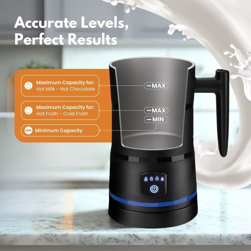 Electric Milk Frother and Steamer with Automatic Heating and Frothing for Creamy Foam