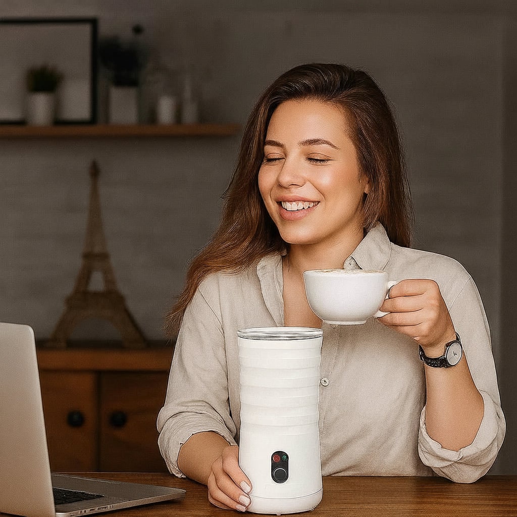 Electric Milk Frother and Steamer with Automatic One-Touch Foam Control for Coffee
