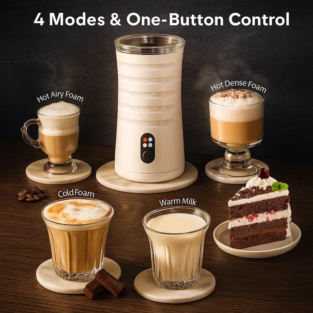 Electric Milk Frother and Steamer with Automatic One-Touch Foam Control for Coffee
