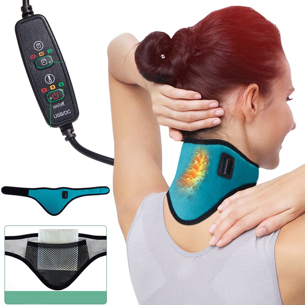 Electric Neck Heating Pad and Heated Wrap with USB Controller for Pain Relief Microwavable