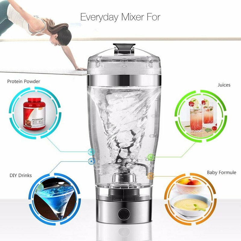 Electric Protein Shake Shaker Bottle with Motorized Mixer USB Powder Drink Blender for Sports