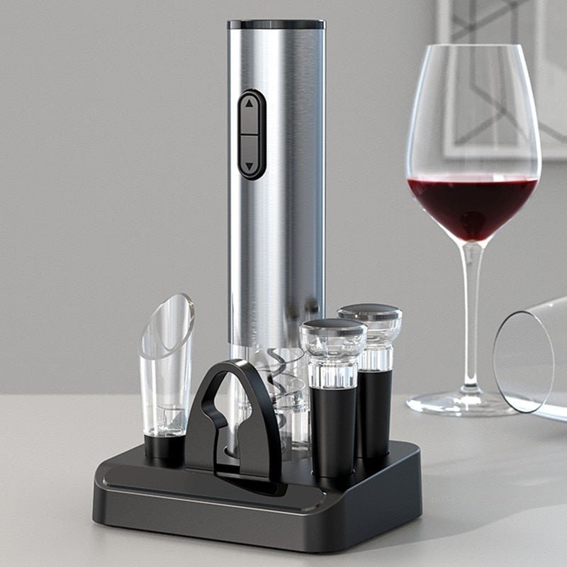 Electric Wine Opener Rechargeable Set Vacuum Stoppers Metal Foil Cutter Automatic Bottle