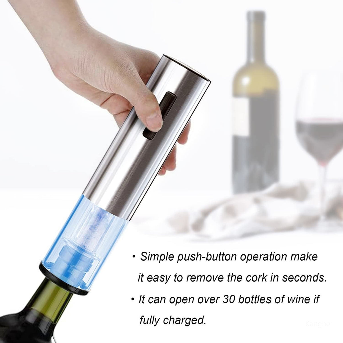 Electric Wine Opener Rechargeable Set Vacuum Stoppers Metal Foil Cutter Automatic Bottle