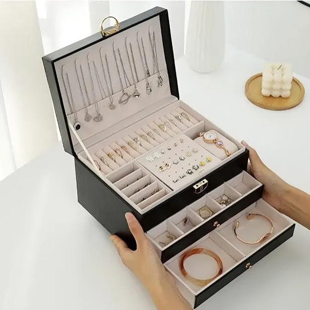 Jewelry Storage Box Compact Multi-Tier Drawer Organizer