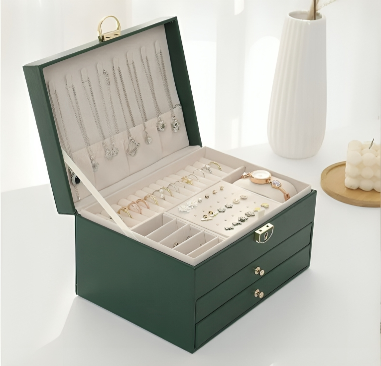 Jewelry Storage Box Compact Multi-Tier Drawer Organizer