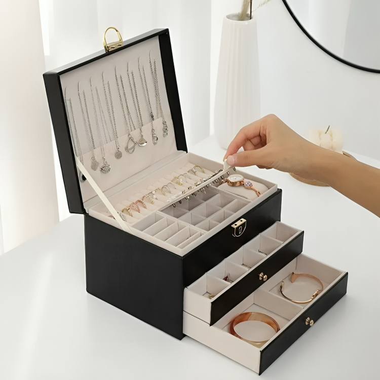 Jewelry Storage Box Compact Multi-Tier Drawer Organizer