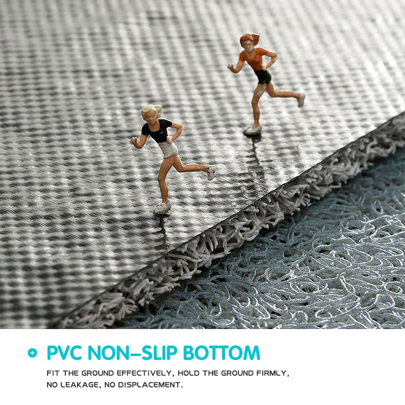 Entryway Outdoor Doormat with Low Profile Textured PVC Coil and Scalloped Edges for Welcome