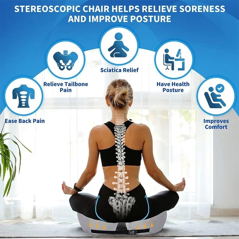 Ergonomic Seat Cushion for Desk Chair with Pressure Relief and Adjustable Strap
