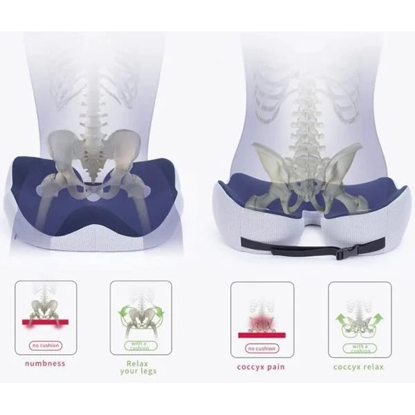 Ergonomic Seat Cushion for Desk Chair with Pressure Relief and Adjustable Strap