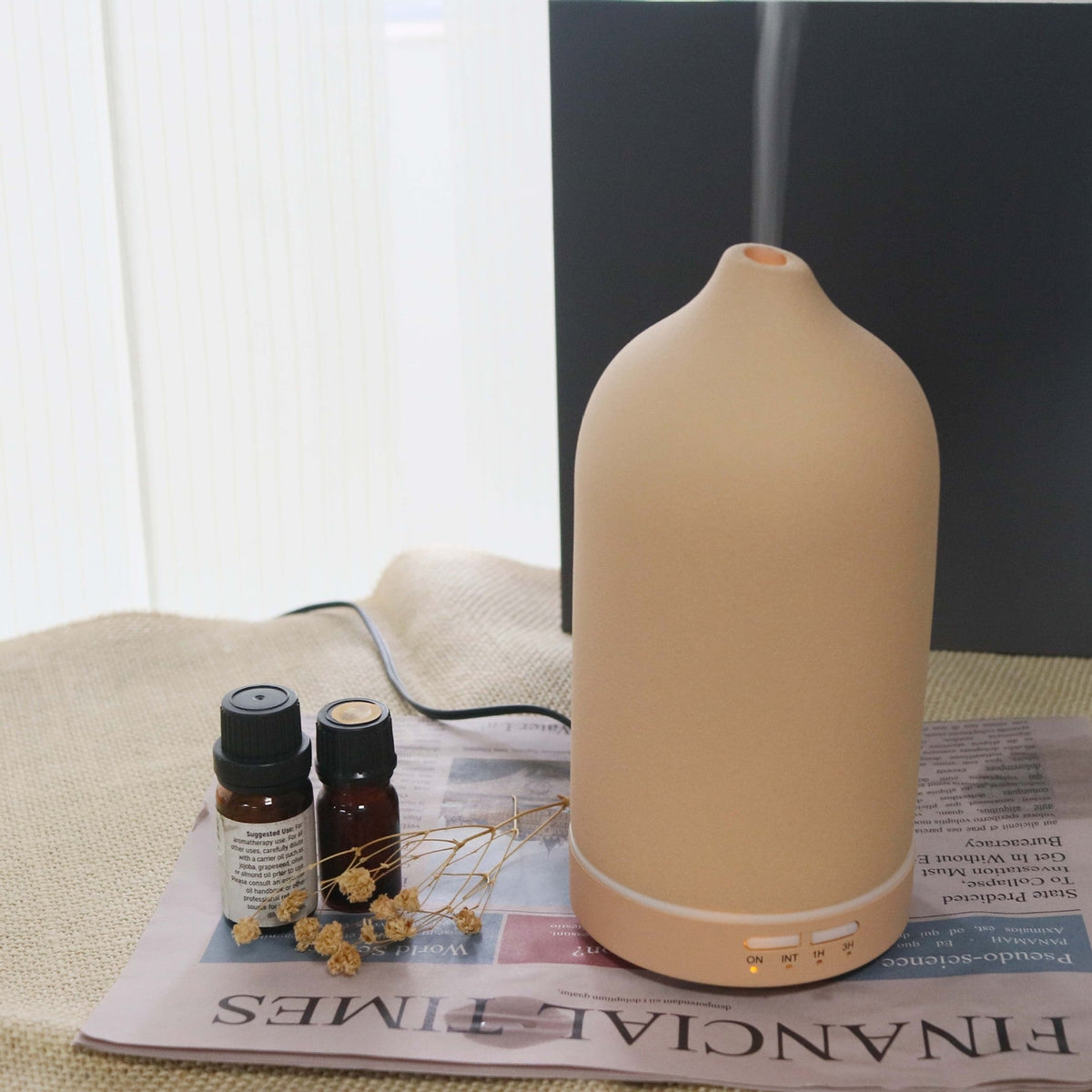 Essential Oil Diffuser with Aroma Humidifier Ceramic Ultrasonic Mist 100ml Capacity and Timer