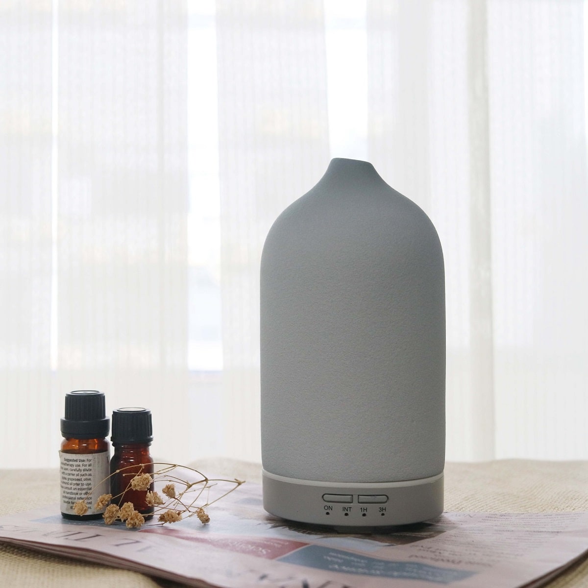 Essential Oil Diffuser with Aroma Humidifier Ceramic Ultrasonic Mist 100ml Capacity and Timer