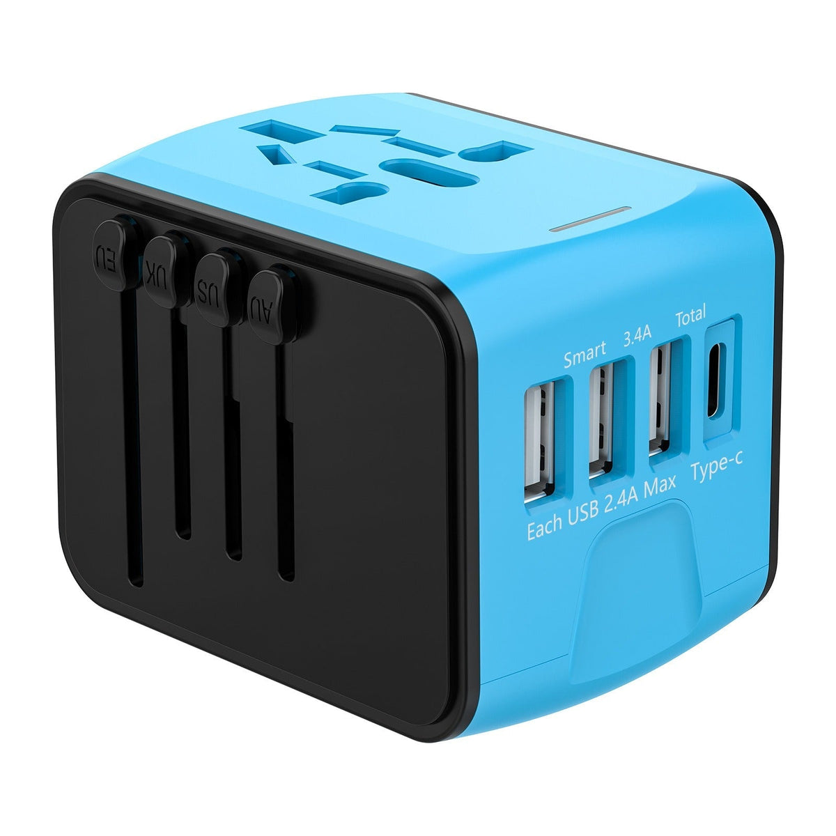 Eu Travel Adapter Plug with Universal Sockets USB Ports and International Prongs for Worldwide Use