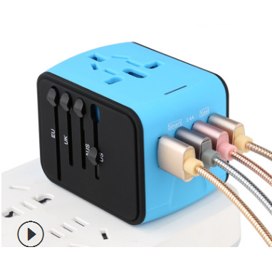 Eu Travel Adapter Plug with Universal Sockets USB Ports and International Prongs for Worldwide Use
