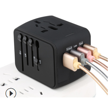 Eu Travel Adapter Plug with Universal Sockets USB Ports and International Prongs for Worldwide Use