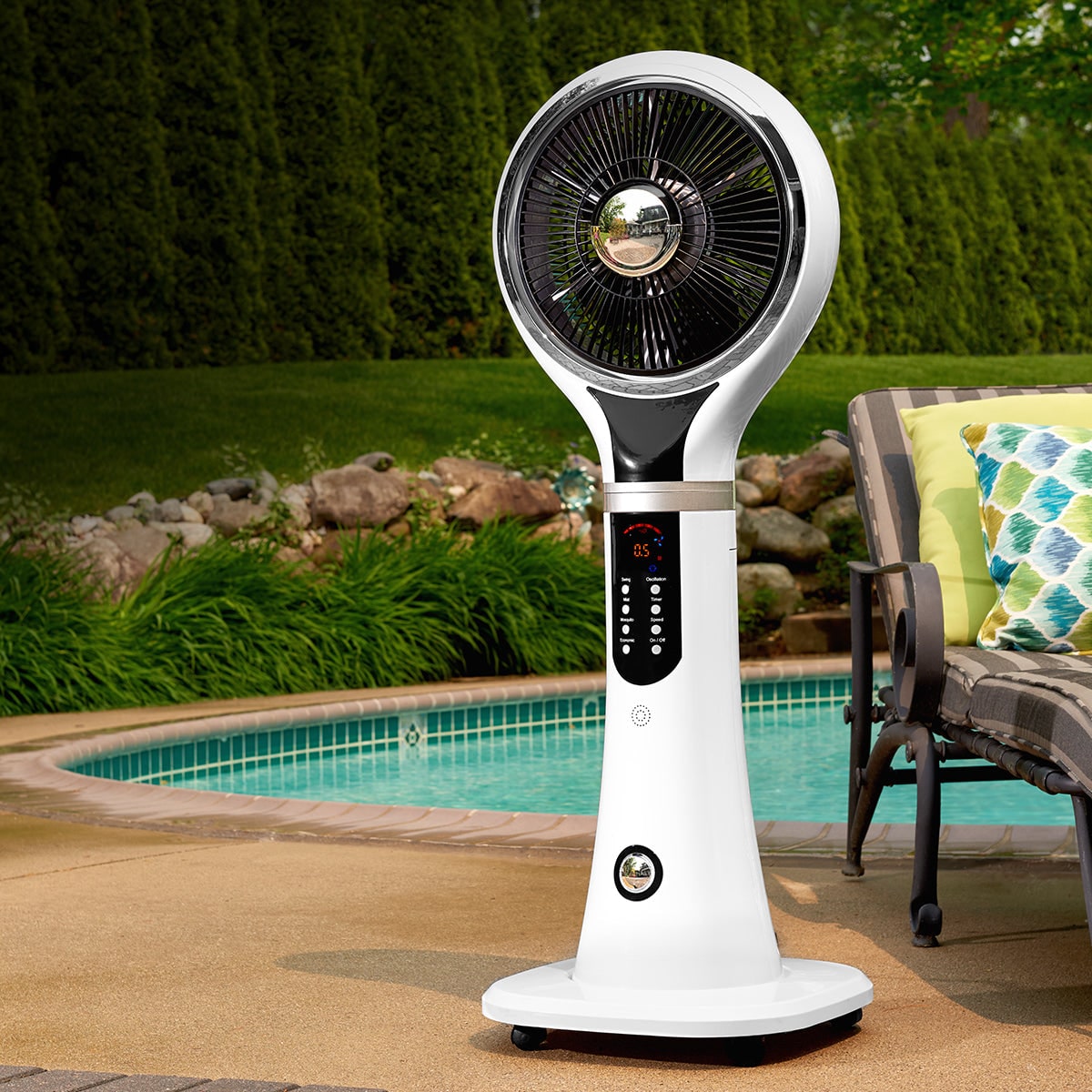 Evaporative Cooler Portable Misting Fan Pedestal Oscillating White LED Display