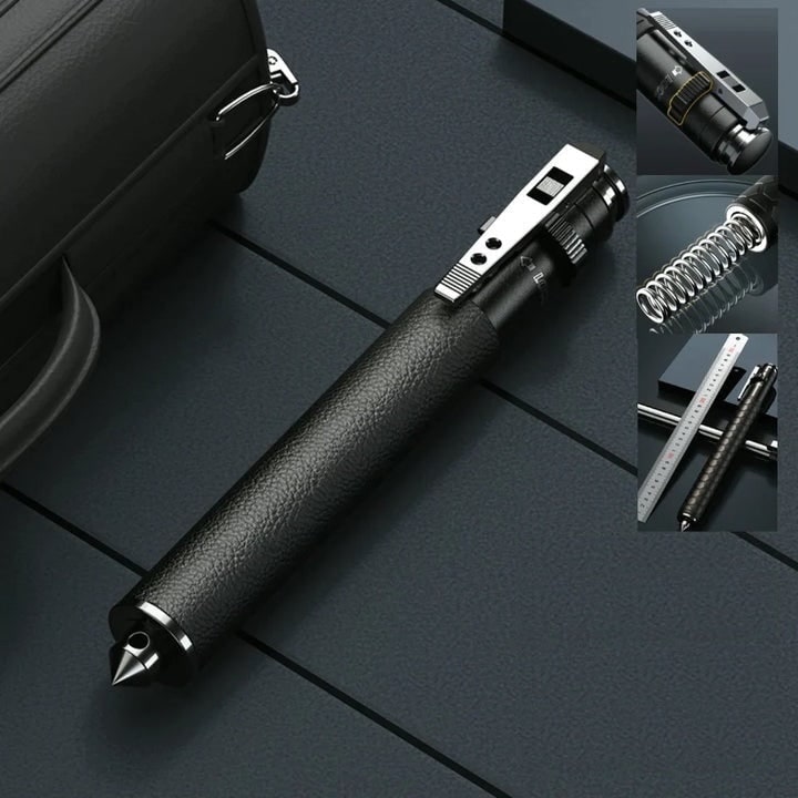 Expandable Baton Self Defense with Automatic Spring Extension and Glass Breaker Tip Telescopic
