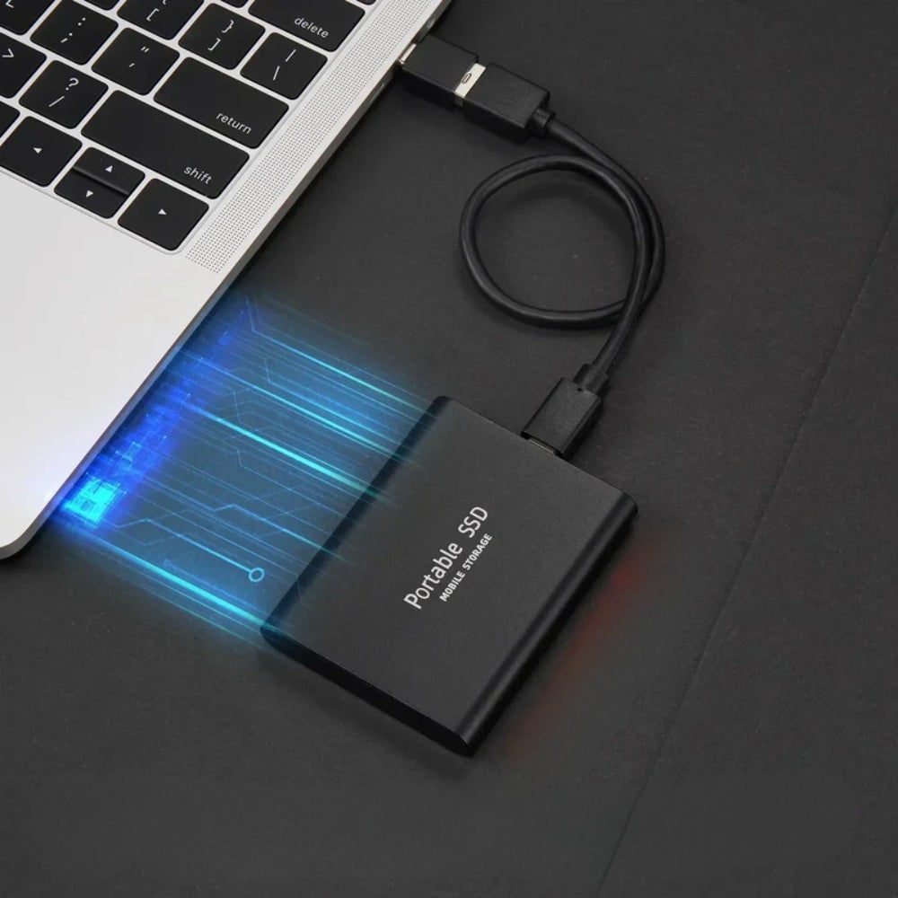External Ssd Portable Solid State Drive with Usb-C Connection Cable Hard
