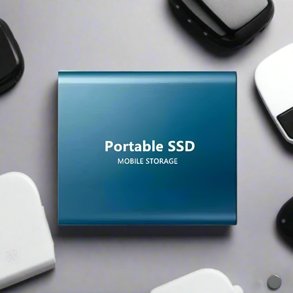 External Ssd Portable Solid State Drive with Usb-C Connection Cable Hard