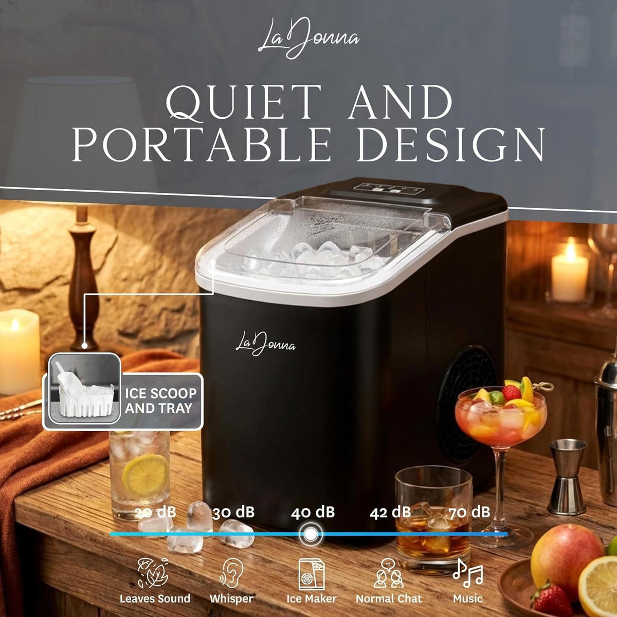 Portable Ice Maker Machine with Self-Cleaning & Dual Ice Sizes