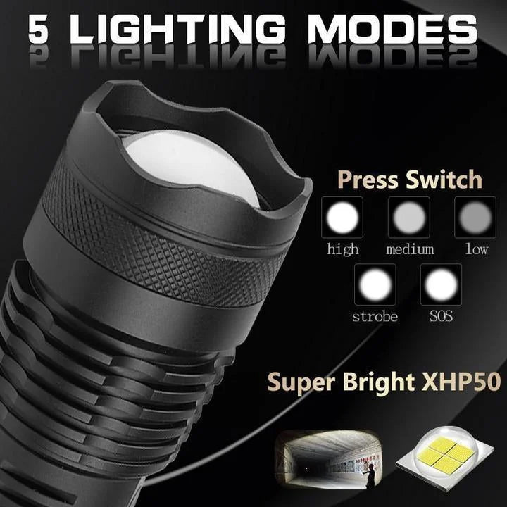 Super Bright 90000 Lumen Flashlight Rechargeable XHP50.2 Torch