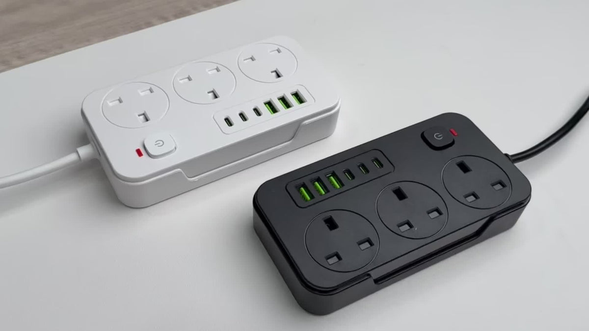 Power Strip with 3 AC Outlets, 6 USB Ports & 2M Extension Cable – 13A