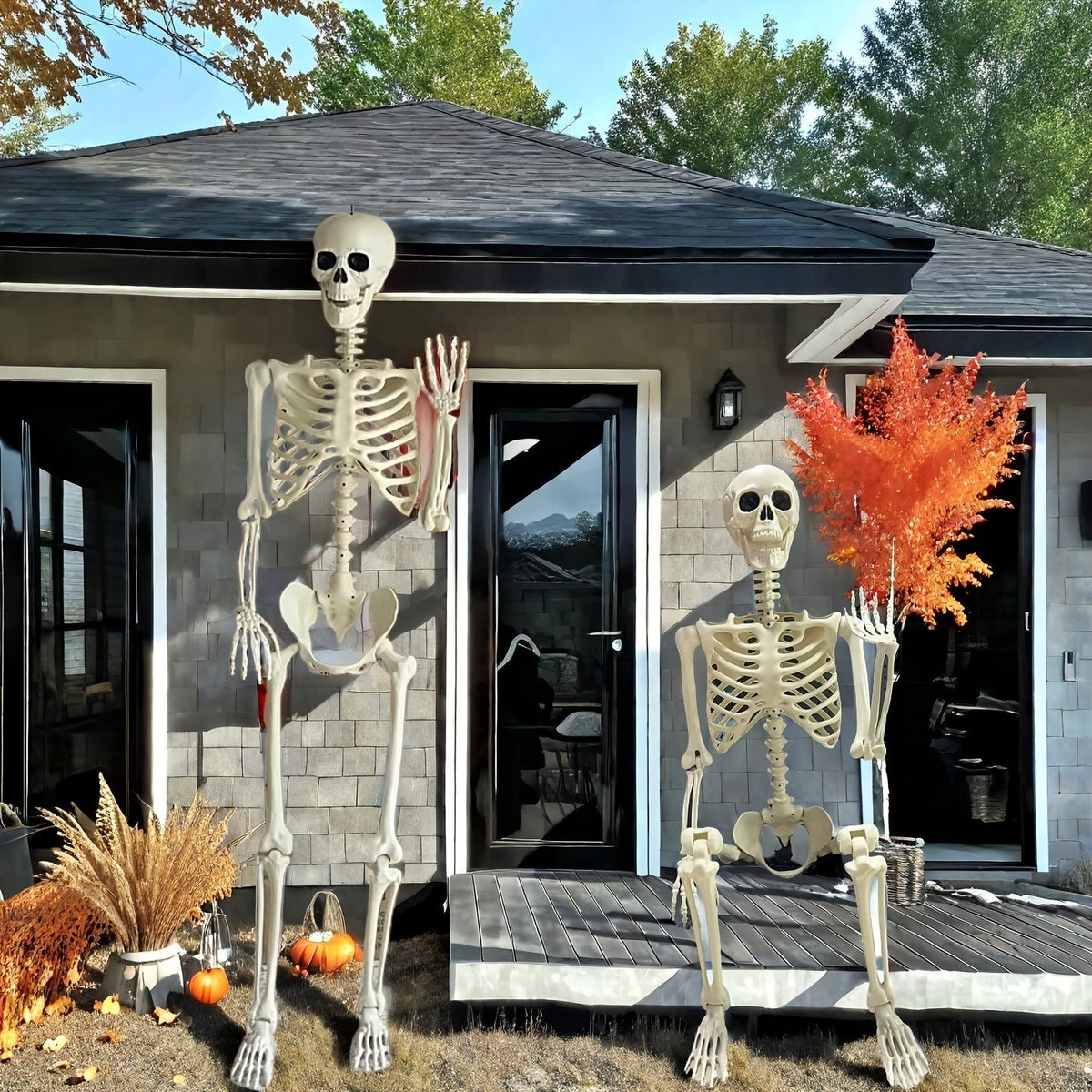 Large 5.5ft Halloween Skeleton Posable Outdoor Display Figure