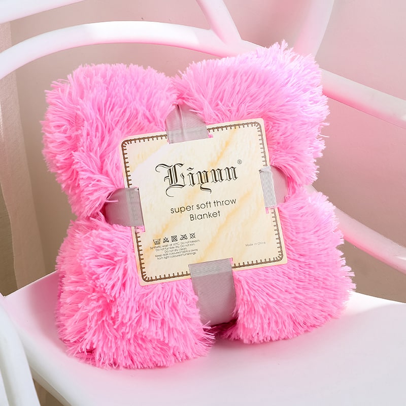 Faux Fur Throw Blanket with Soft Plush Long Pile Shaggy Texture for Cozy Bedding