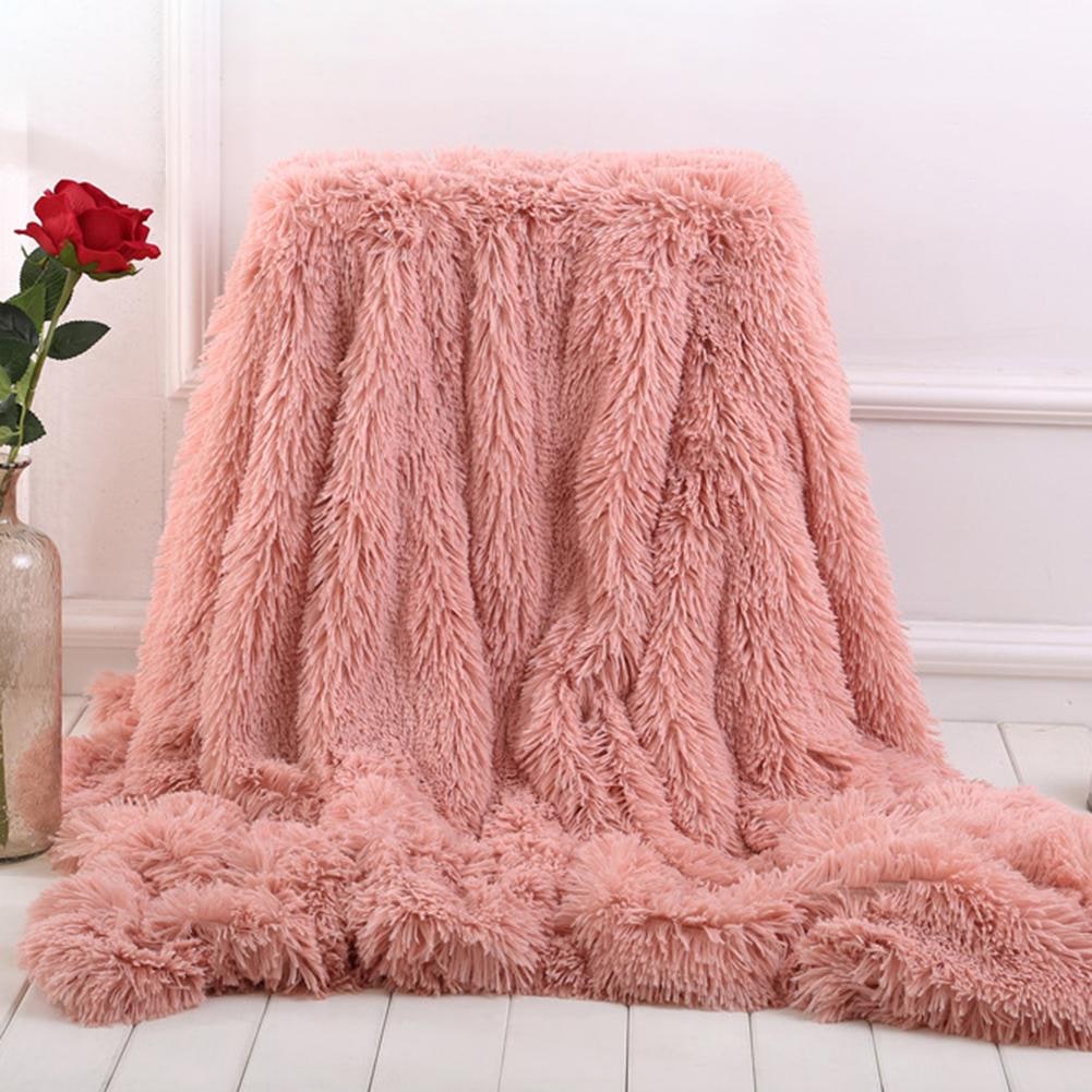 Faux Fur Throw Blanket with Soft Plush Long Pile Shaggy Texture for Cozy Bedding