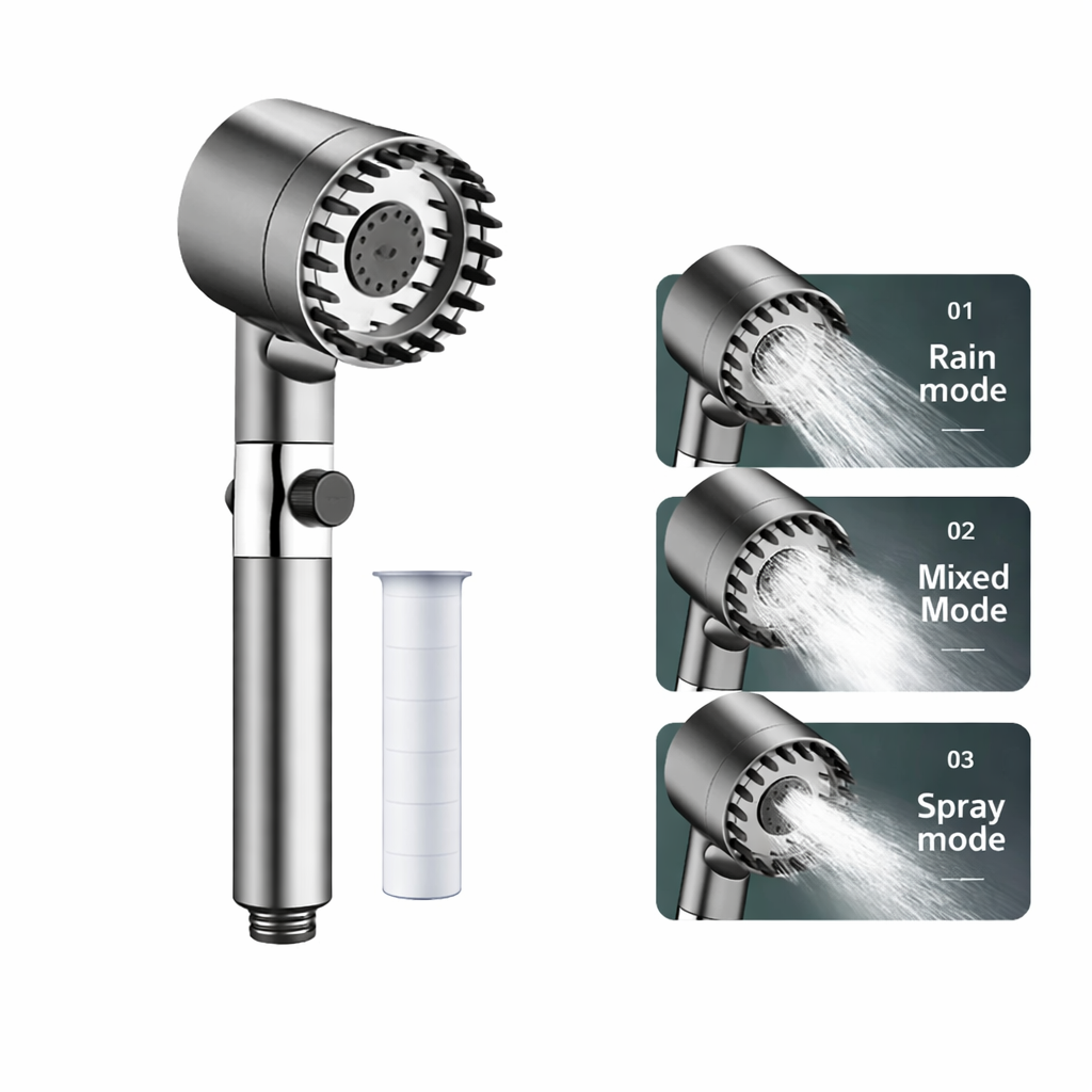 Filtered Water Shower Head with High Pressure Handheld Spray and Stop Button And Hose
