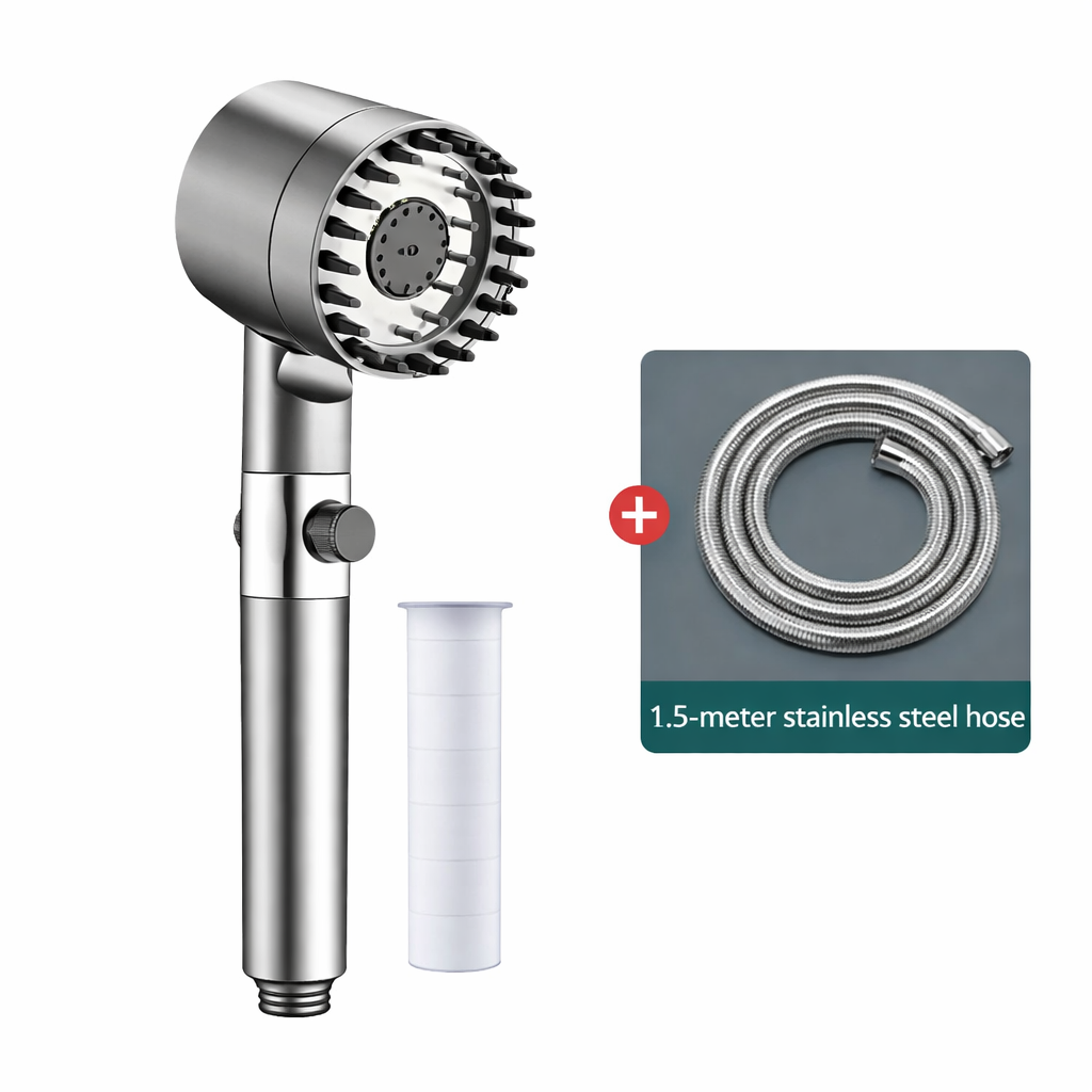 Filtered Water Shower Head with High Pressure Handheld Spray and Stop Button And Hose