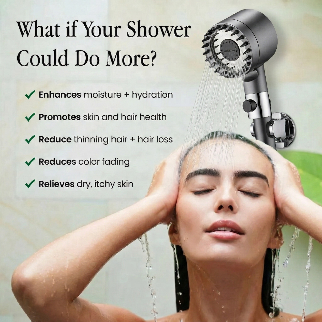 Filtered Water Shower Head with High Pressure Handheld Spray and Stop Button And Hose