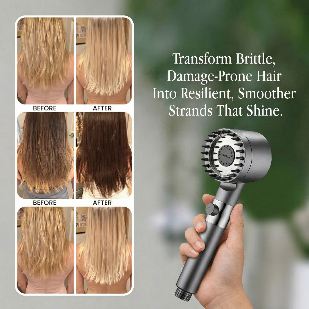 Filtered Water Shower Head with High Pressure Handheld Spray and Stop Button And Hose