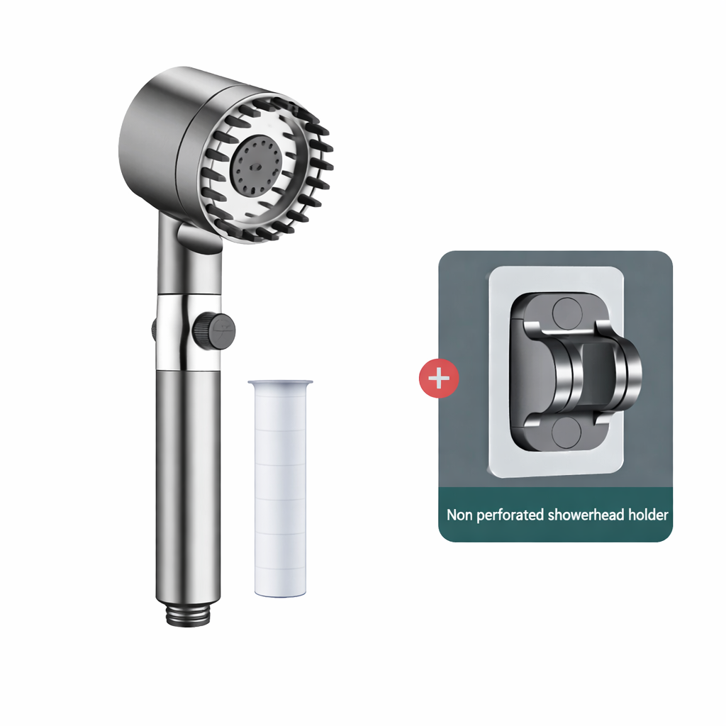 Filtered Water Shower Head with High Pressure Handheld Spray and Stop Button And Hose