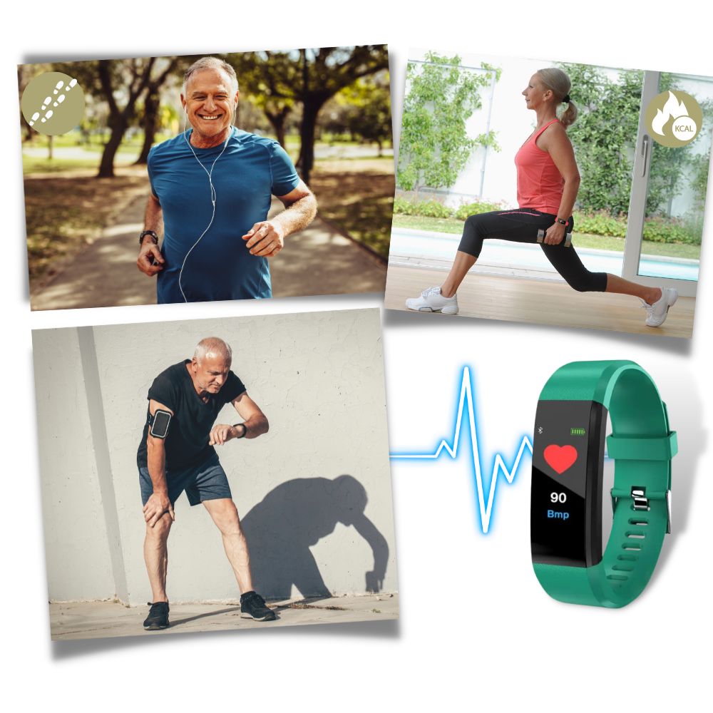 Fitness Tracker Step Watch with Heart Rate Monitor and Distance Tracking for Seniors