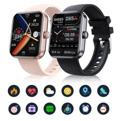 Fitness Tracking Smartwatch Heart Rate Monitor Touchscreen Waterproof Silicone