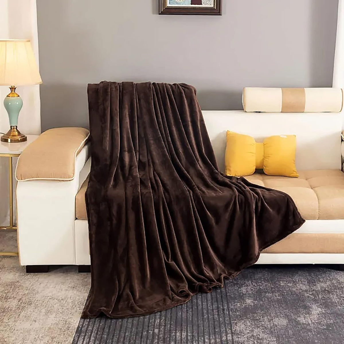 Fleece Faux Fur Super Soft Throw Blanket for Sofa and Bed Plush Lightweight Heated