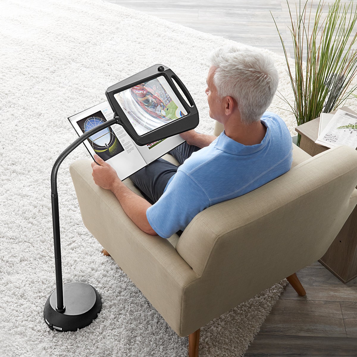Floor Lamp Magnifying LED Gooseneck Adjustable Reading