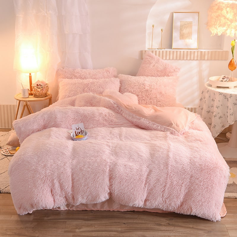 Fluffy Shaggy Duvet Cover with Plush Faux Fur and Bed Set for King Daybed Coverlet