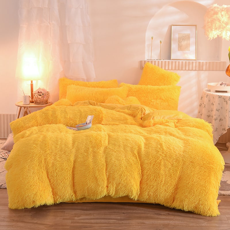 Fluffy Shaggy Duvet Cover with Plush Faux Fur and Bed Set for King Daybed Coverlet