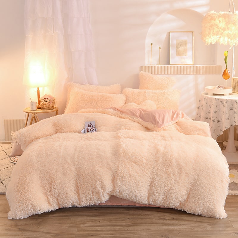 Fluffy Shaggy Duvet Cover with Plush Faux Fur and Bed Set for King Daybed Coverlet