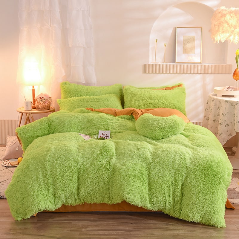 Fluffy Shaggy Duvet Cover with Plush Faux Fur and Bed Set for King Daybed Coverlet
