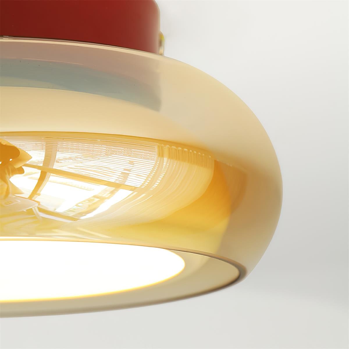 Flush Mount Ceiling Light Fixture with Amber Glass Shade and Integrated LED Vintage